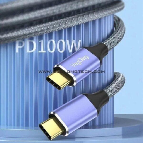 Cáp USB Type-C 3.1 dài 1.5m tốc độ 10Gbps, hỗ trợ 4K@60Hz, PD 100W Veggieg V-H908 1 V H908 9