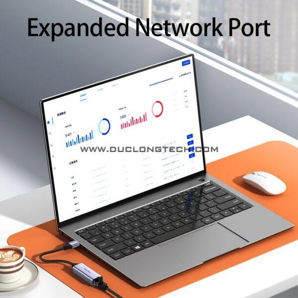 Cáp chuyển đổi từ USB-C 3.0 to LAN Veggieg V-K308 9 V K306 9