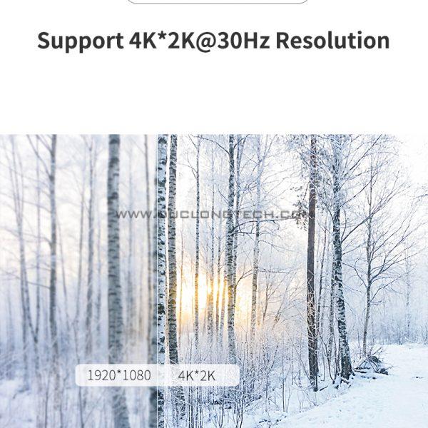 Bộ chia tín hiệu HDMI 1 ra 4 Ugreen 40202 Hỗ trợ 4K30Hz 3D HDCP 9 40202 8
