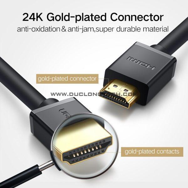 Cáp HDMI dài 1m Ugreen 10106, hỗ trợ Ethernet 3D 4K@60hz HDR 18Gbps 5 DP101 4